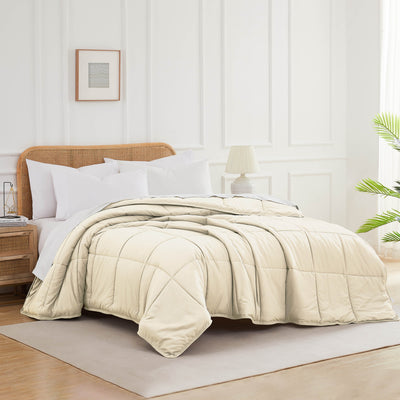 Angled View of Down Alternative Comforter in off-white#color_off-white