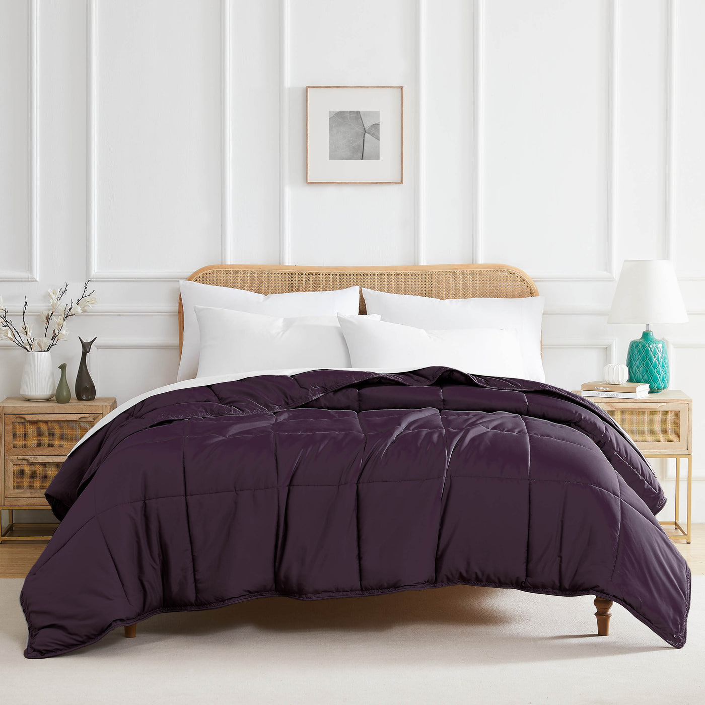 Front View of Down Alternative Comforter in purple#color_purple