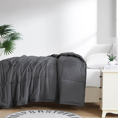 Side View of Down Alternative Comforter in slate#color_slate