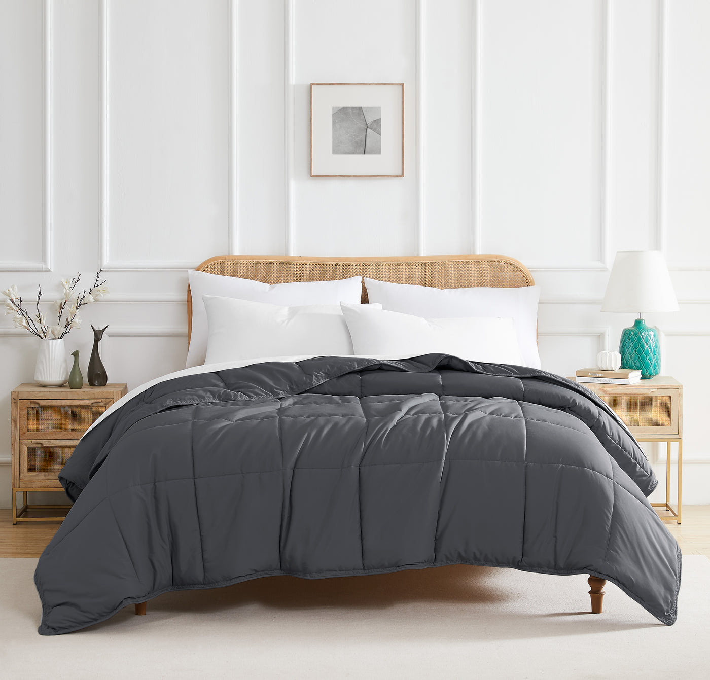 Front View of Down Alternative Comforter in slate#color_slate