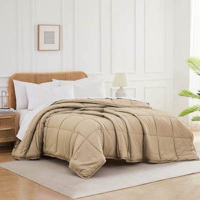 Front View of Down Alternative Comforter in taupe#color_taupe