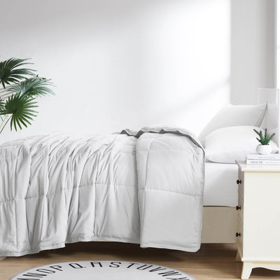 Side View of Down Alternative Comforter in white#color_white