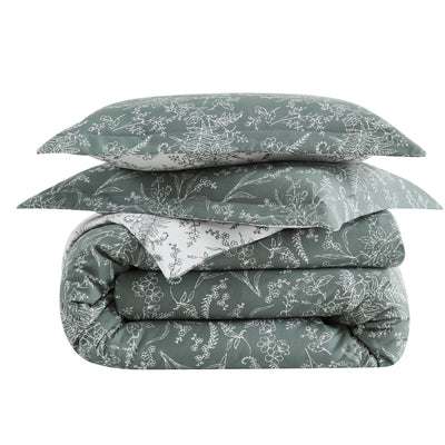 Stack Image of Wild Winter Reversible Comforter Set in Teal#color_wild-winter-teal-with-white-flowers
