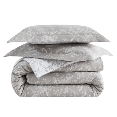 Stack Image of Wild Winter Reversible Comforter Set in Grey#color_wild-winter-grey-with-white-flowers
