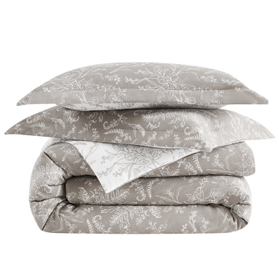Stack Image of Wild Winter Reversible Comforter Set in Warm Sand#color_wild-winter-warm-sand-with-white-flowers