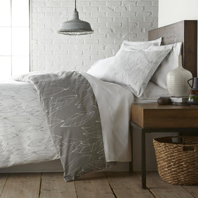 Contemporary Leaves Duvet Cover Set in Grey