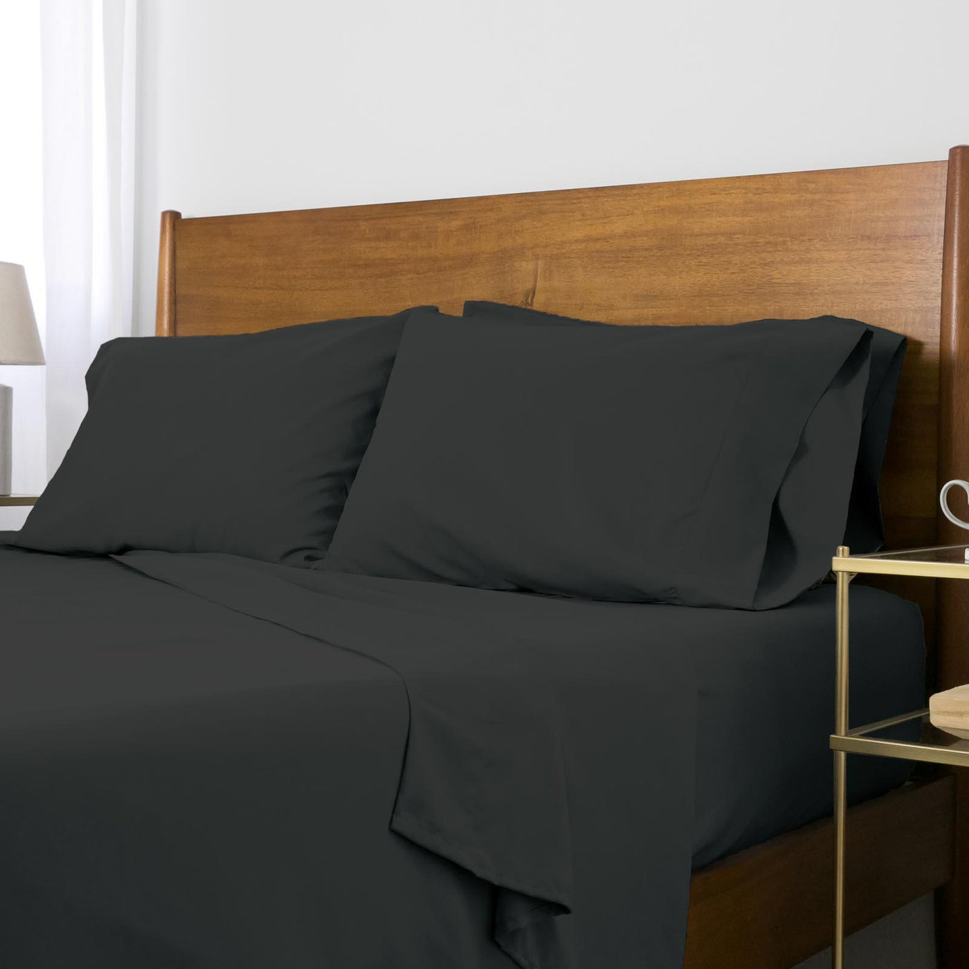 100 GSM Microfiber Solid Color Sheet Set in Black