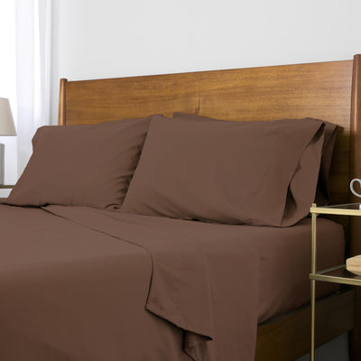 100 GSM Microfiber Solid Color Sheet Set in Chocolate Brown