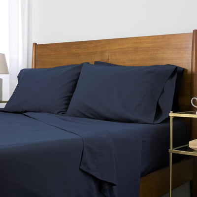 100 GSM Microfiber Solid Color Sheet Set in Navy Blue