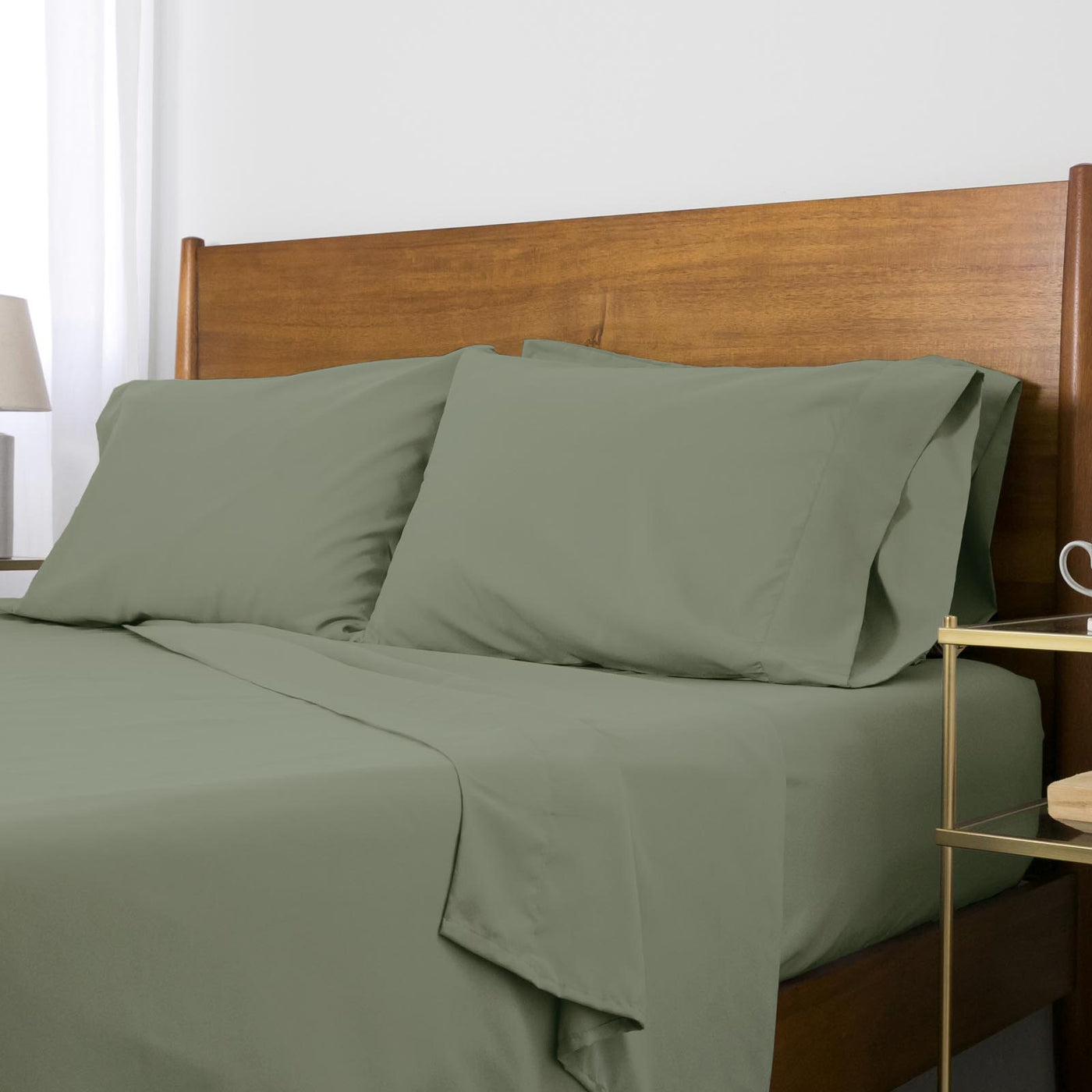 100 GSM Microfiber Solid Color Sheet Set in Dark Green