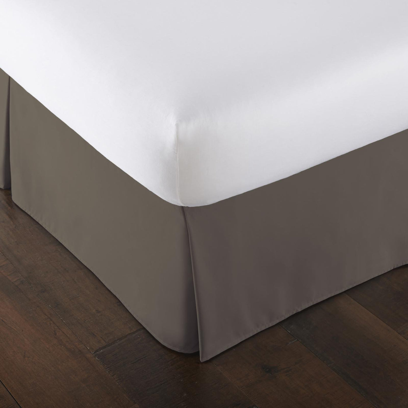 15 inch pleated drop bed skirt in dark taupe