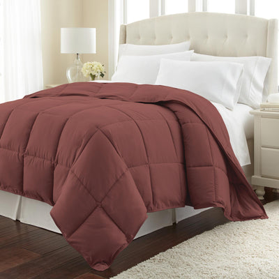 Angled View of Down Alternative Comforter in marsala#color_marsala