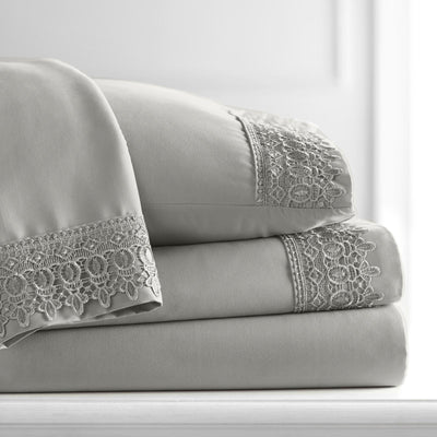 110 GSM Lace hem sheet set in grey