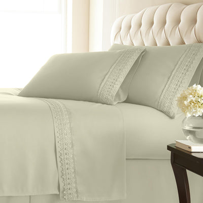 110 GSM Lace hem sheet set in off white