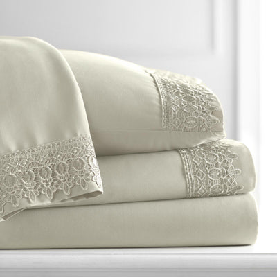 110 GSM Lace hem sheet set in off white