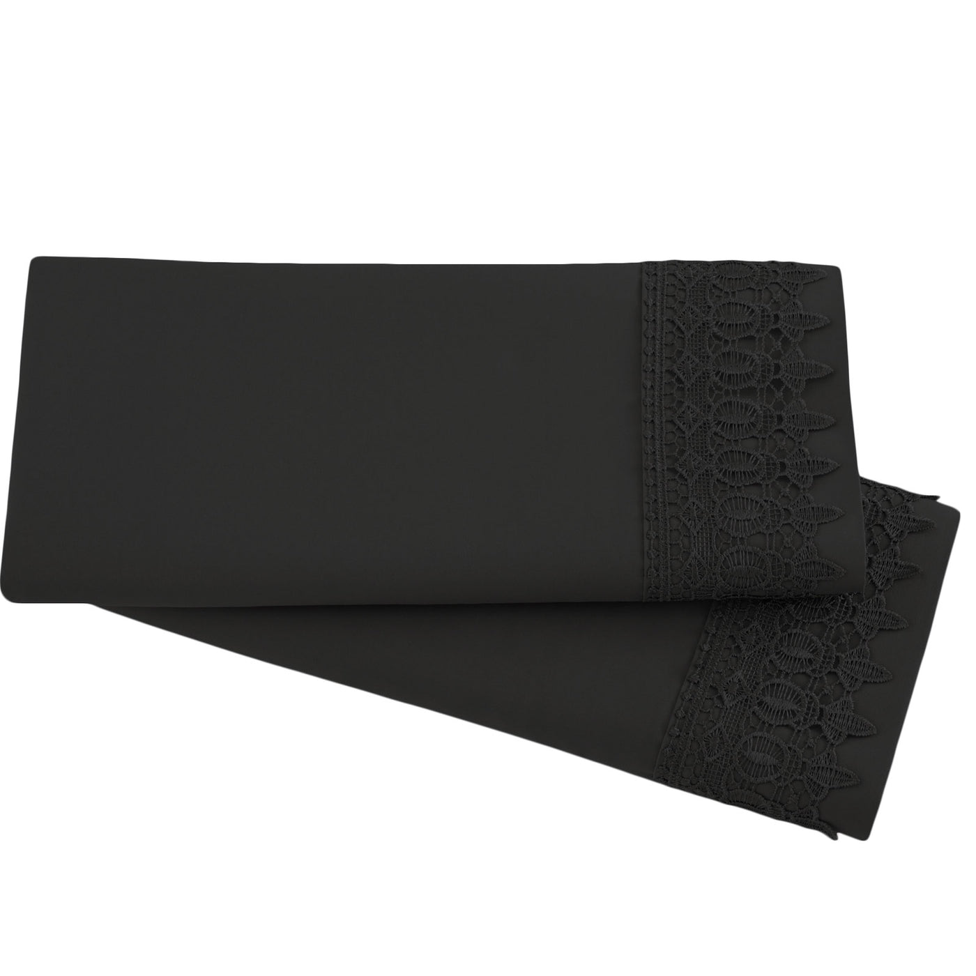 2-Piece Lace Pillowcase Set in Black