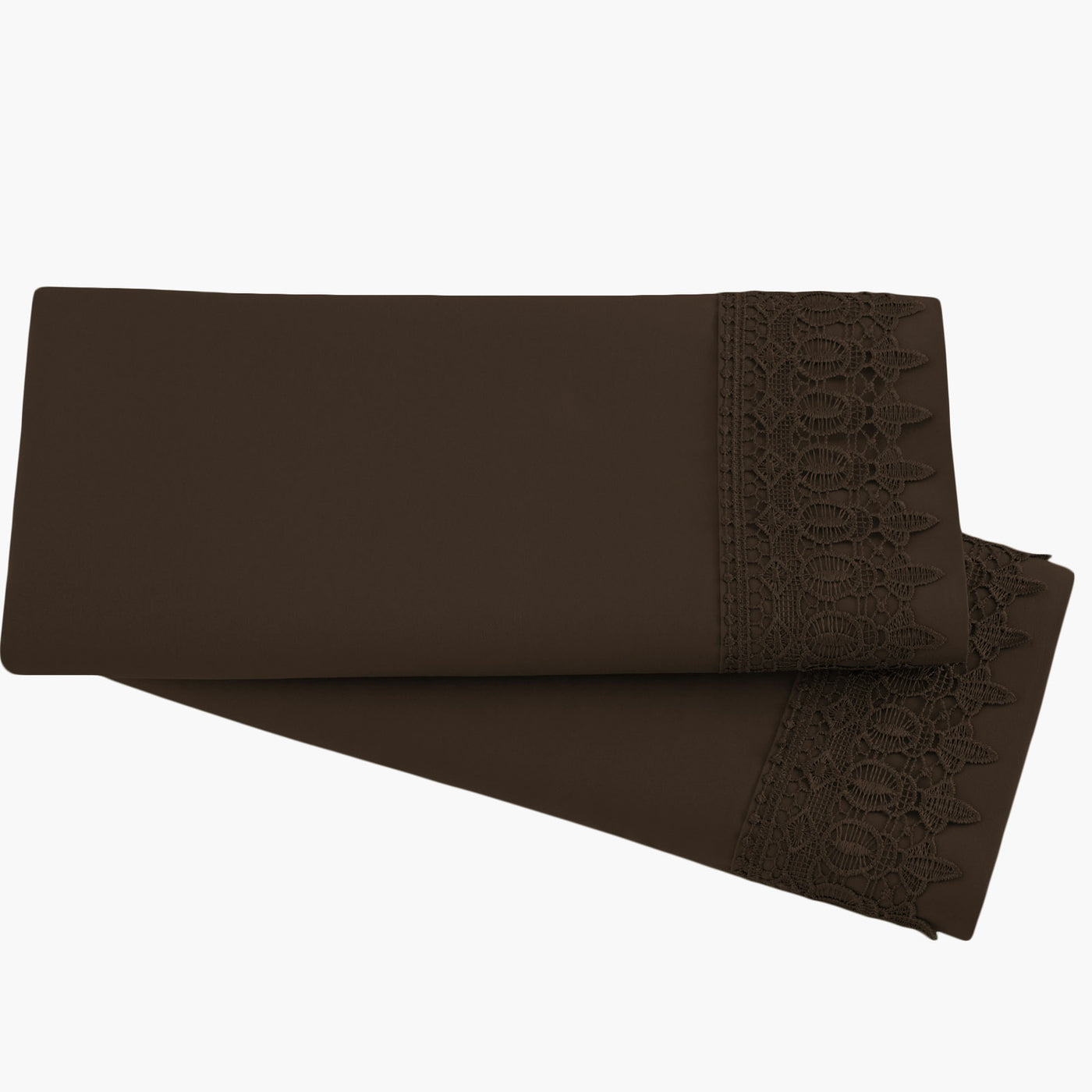 2-Piece Lace Pillowcase Set in Brown