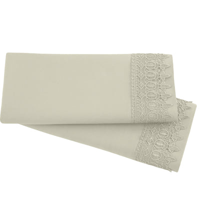 2-Piece Lace Pillowcase Set in Off White