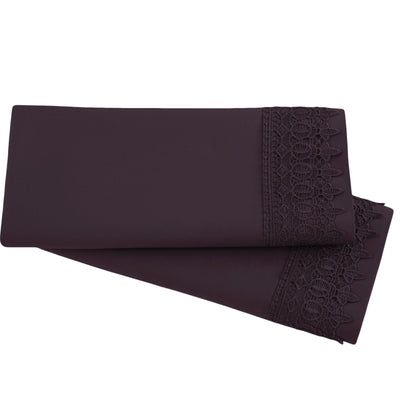 2-Piece Lace Pillowcase Set in Purple