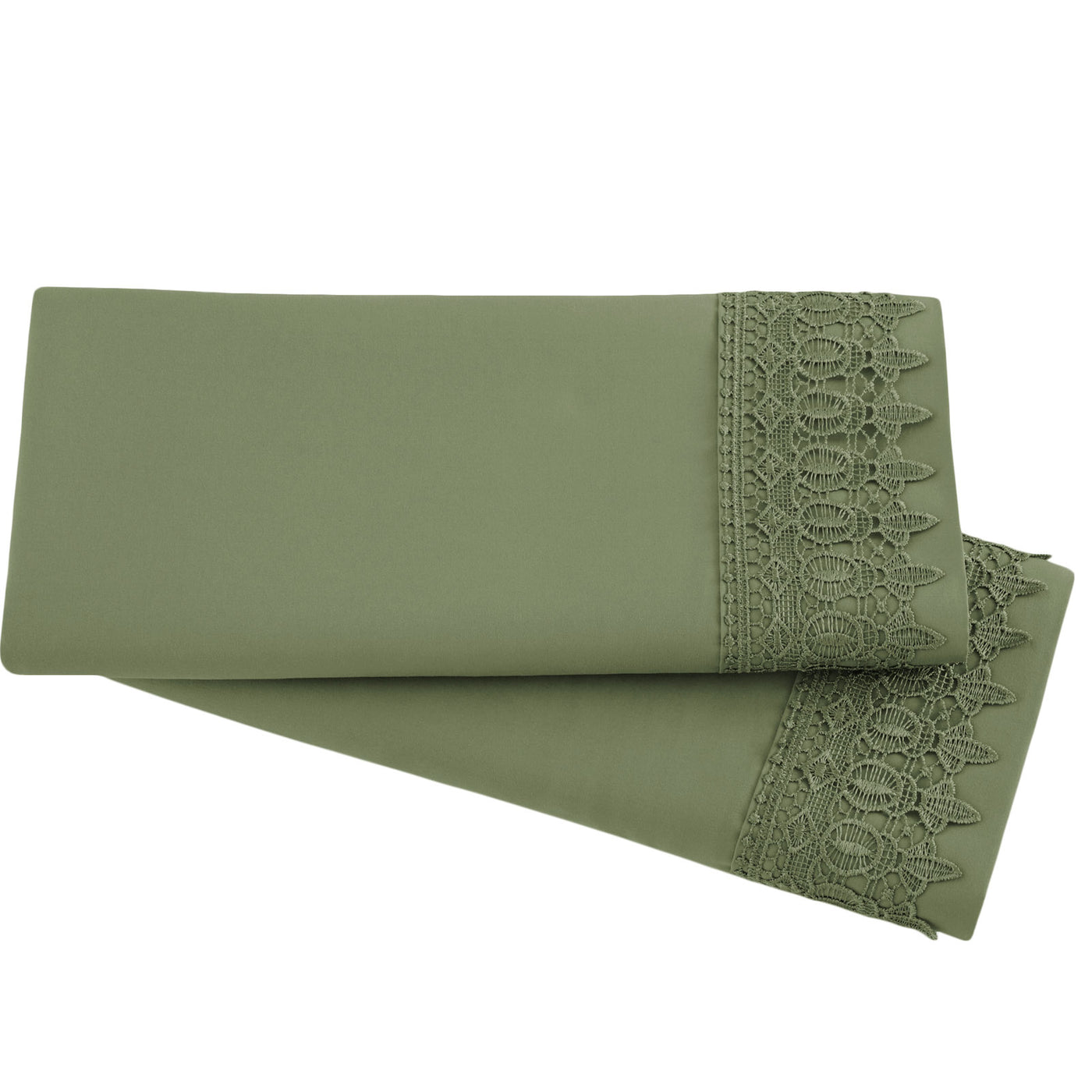 2-Piece Lace Pillowcase Set in Sage Green