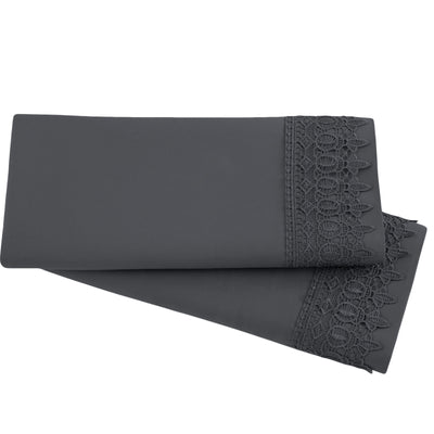 2-Piece Lace Pillowcase Set in Slate