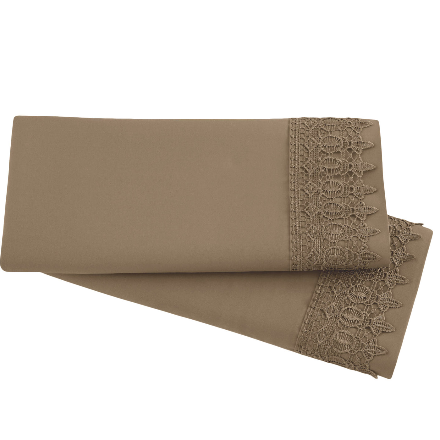 2-Piece Lace Pillowcase Set in Taupe