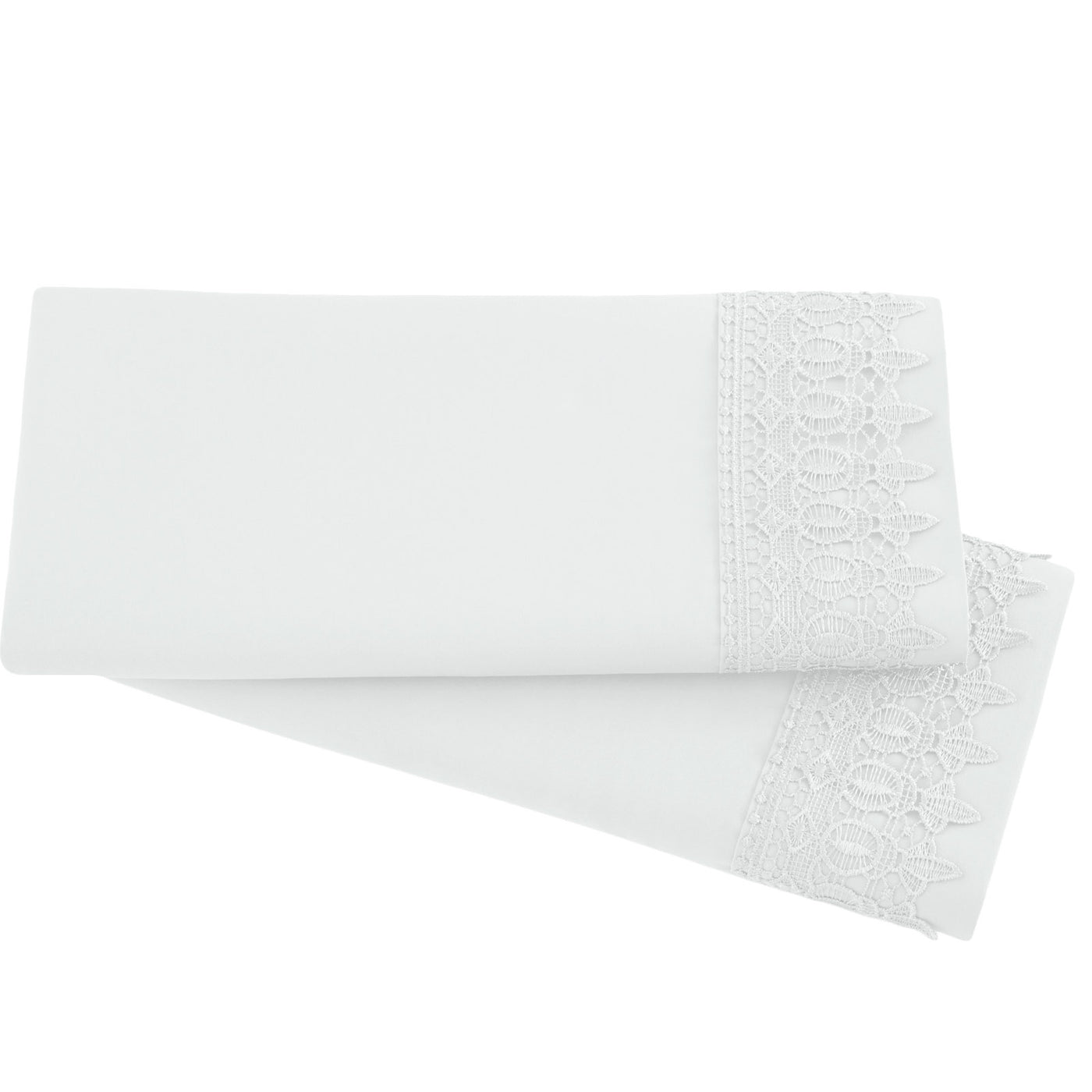 2-Piece Lace Pillowcase Set in White