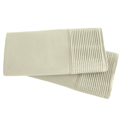 2-Piece Pleated Hem Pillowcase Set in Off White