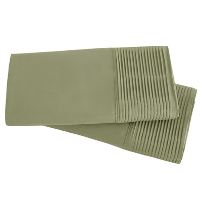 2-Piece Pleated Hem Pillowcase Set in Sage Green