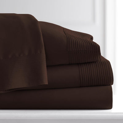 110 GSM Pleated Sheet Set in Chocolate Brown