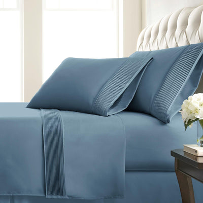 110 GSM Pleated Sheet Set in Coronet Blue