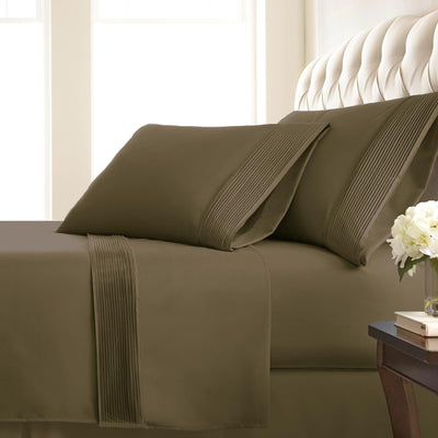 110 GSM Pleated Sheet Set in Dark Taupe