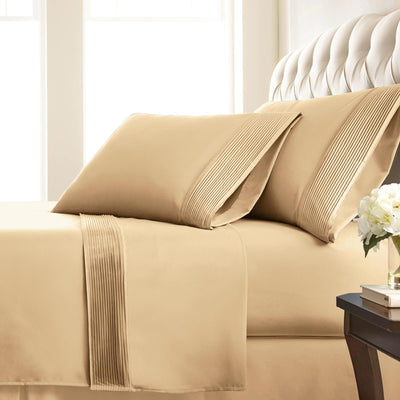 110 GSM Pleated Sheet Set in gold