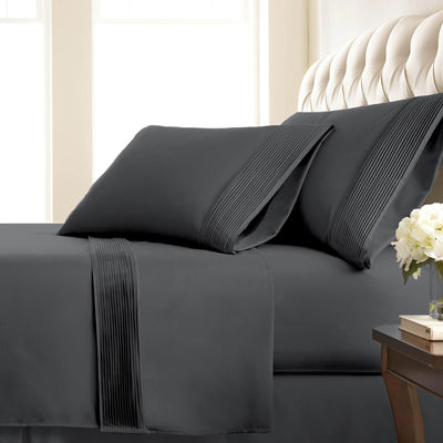 110 GSM Pleated Sheet Set in Slate