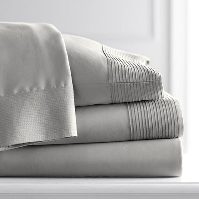 110 GSM Pleated Sheet Set in grey