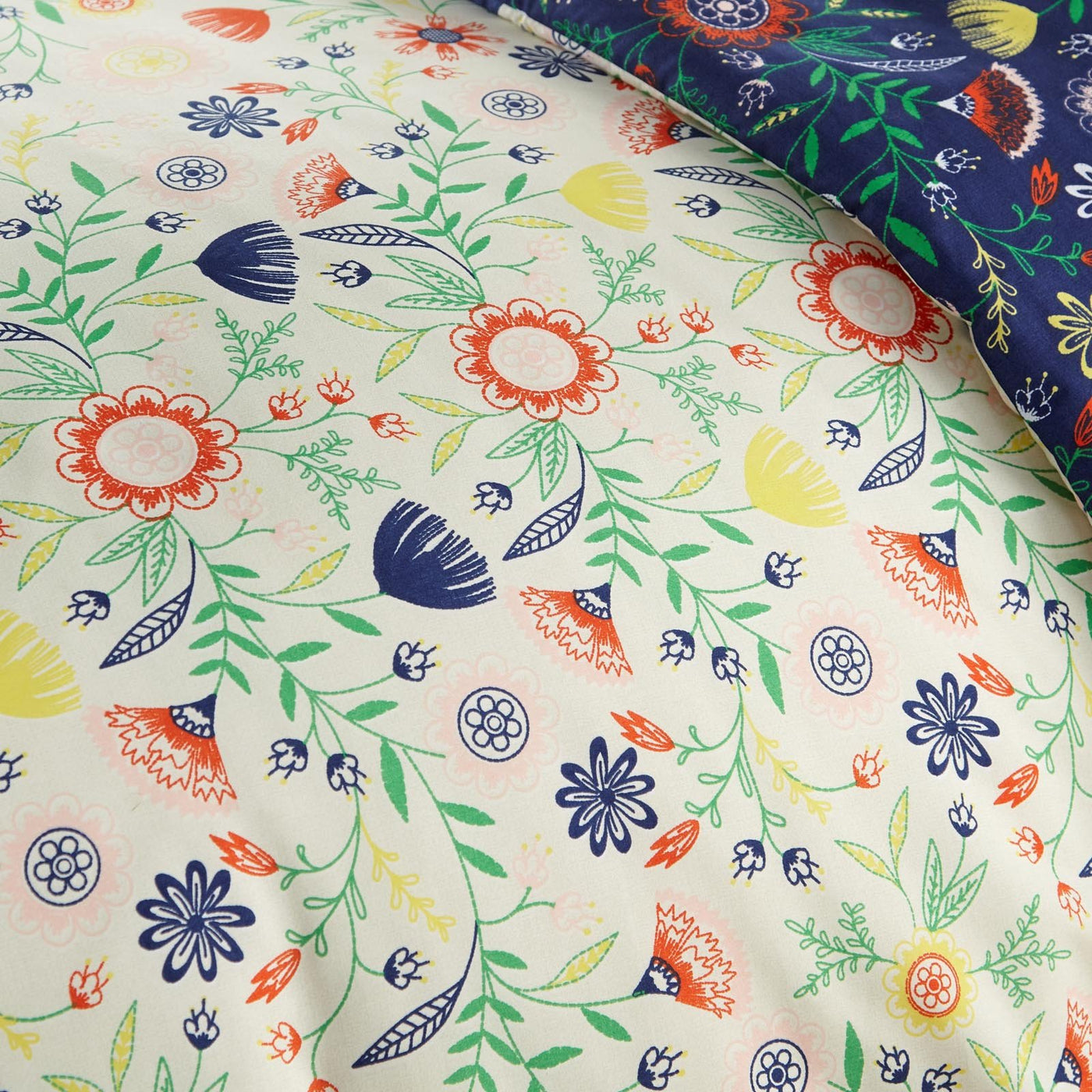 Bohemian Festival Duvet in Reversible Blue and Yellow Floral Print