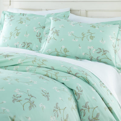 Forget Me Not Cotton Duvet Cover in Green