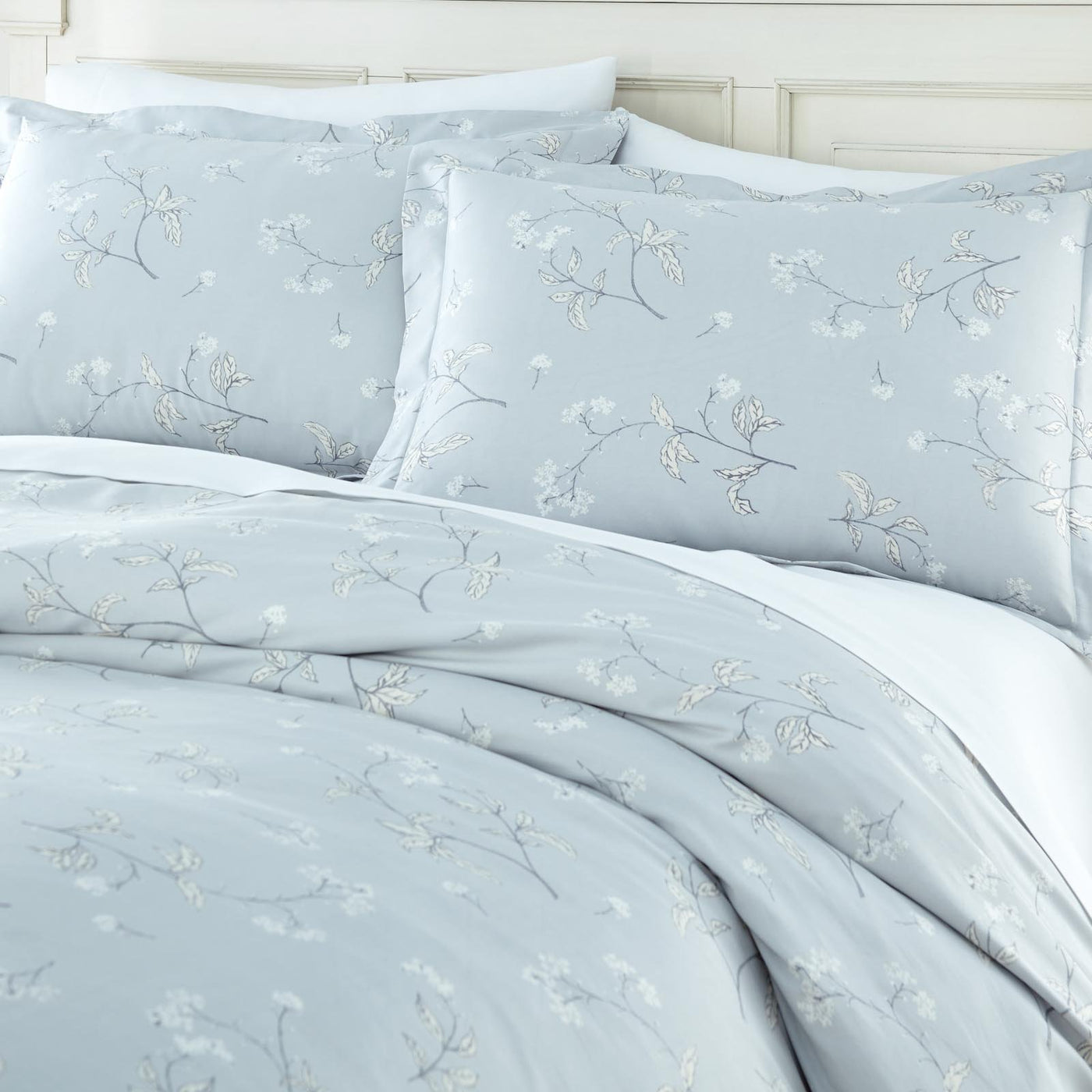 Forget Me Not Cotton Duvet Cover in Grey