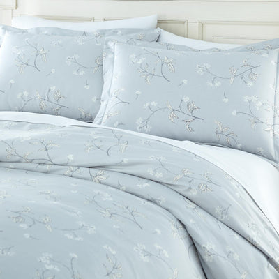 Forget Me Not Cotton Duvet Cover in Grey