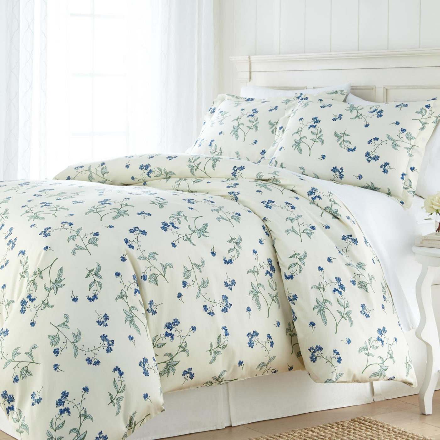 Forget Me Not Cotton Duvet Cover in Off White