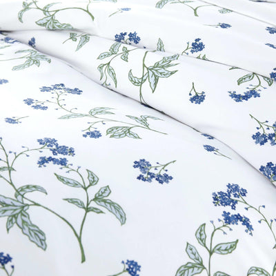 Forget Me Not Cotton Duvet Cover in White