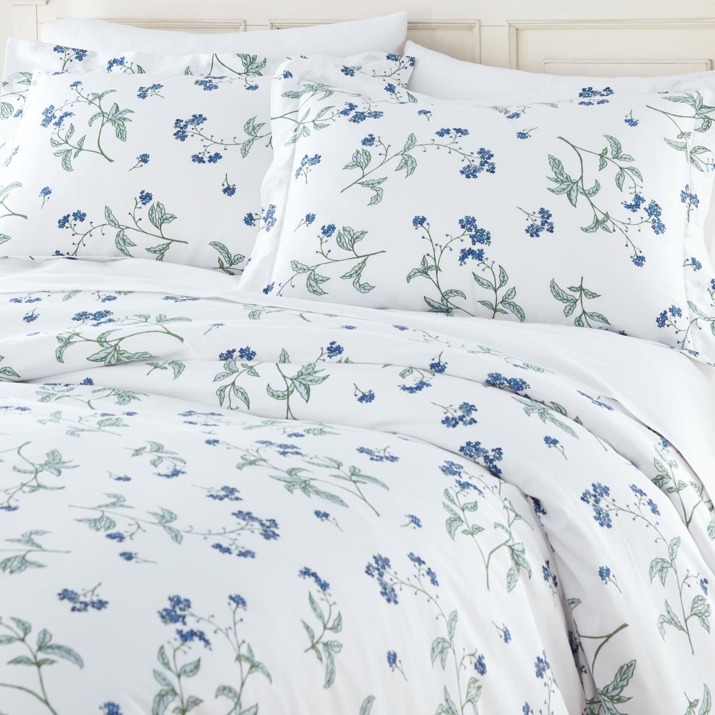 Forget Me Not Cotton Duvet Cover in White