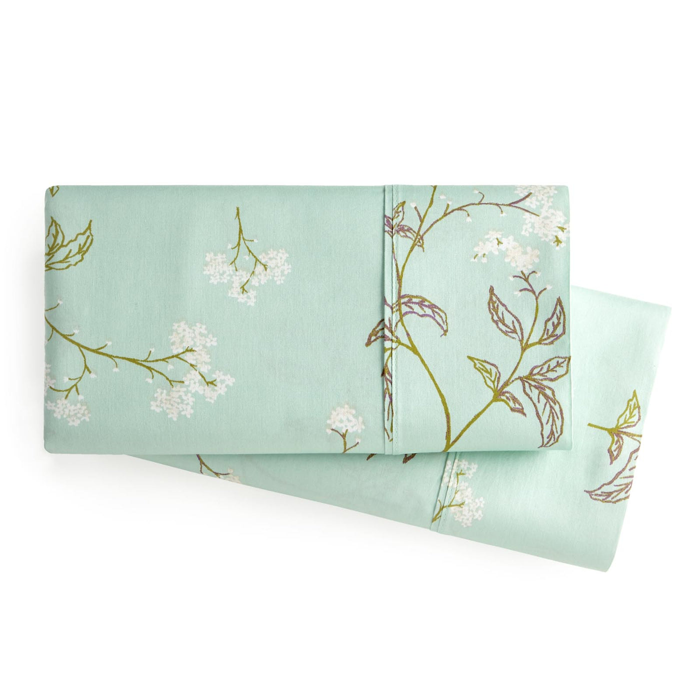 Forget Me Not Cotton Pillowcase Set in Green