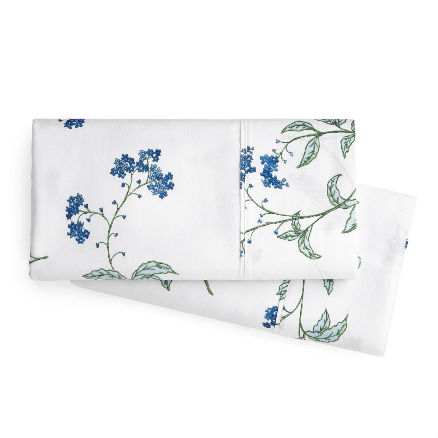 Forget Me Not Cotton Pillowcase Set in White