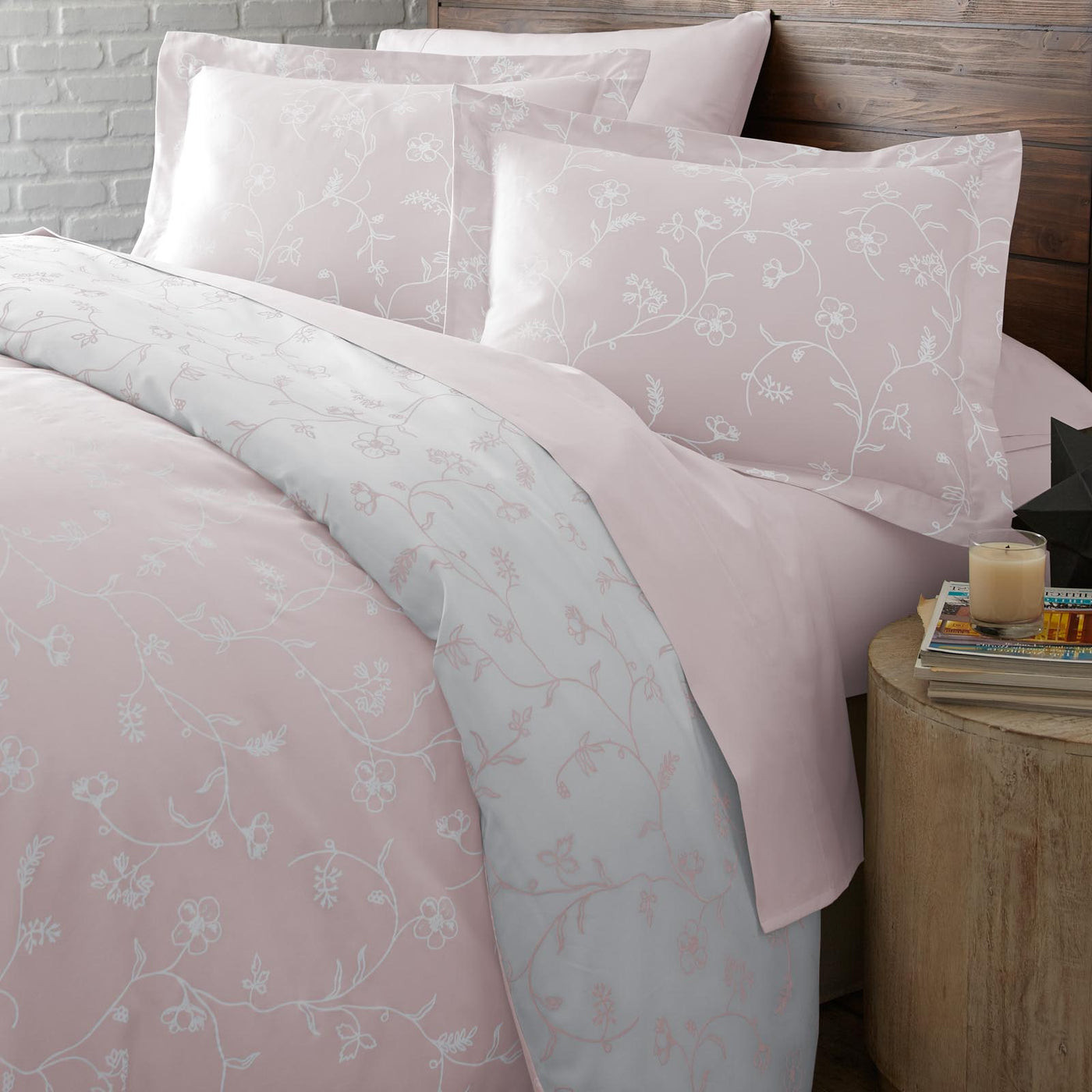 100% Cotton Secret Garden Duvet Cover in Pastel Pink