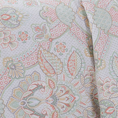 Details and Print Pattern of Bluebell Paisley Duvet Cover Set in Coral#color_bluebell-paisley-coral