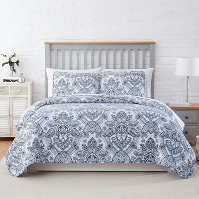 bluebell paisley quilt set in blue