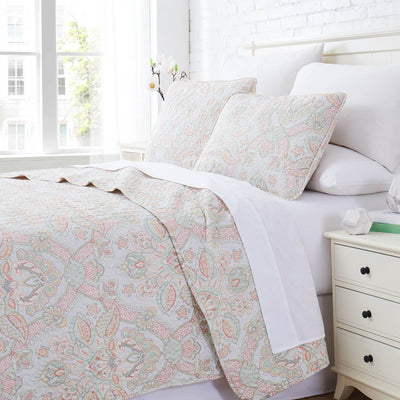 bluebell paisley quilt set in coral