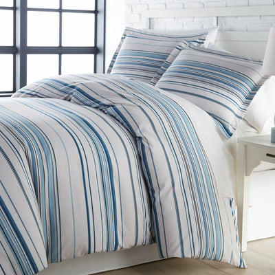 Angled View of Malibu Dreams Duvet Cover Set in Blue#color_malibu-dreams-blue