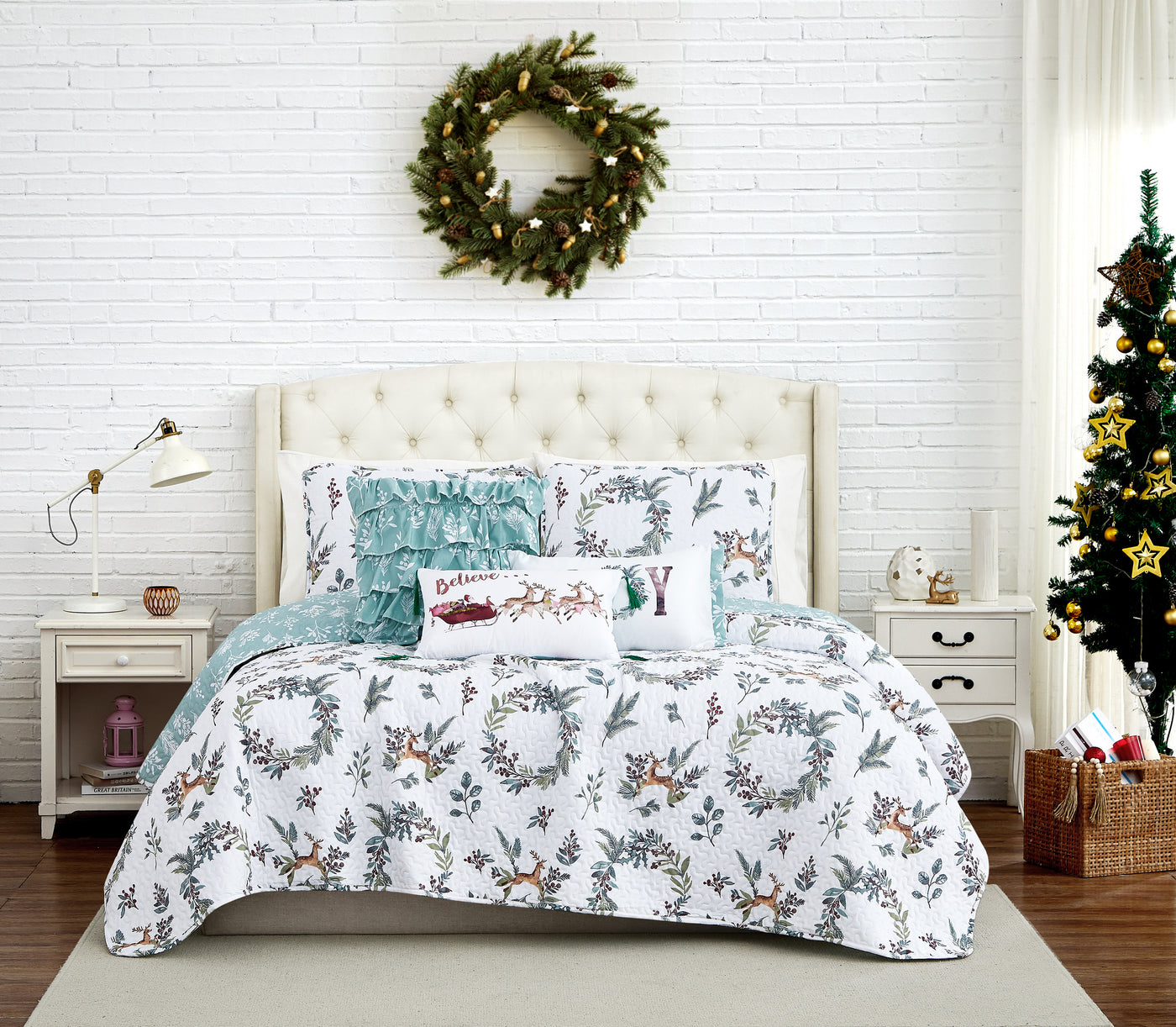 Happy Holidays 6-Piece Oversized Quilt Bedding Set